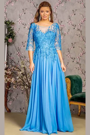 GLS by Gloria GL3445 - Illusion Bateau A-Line Evening Dress