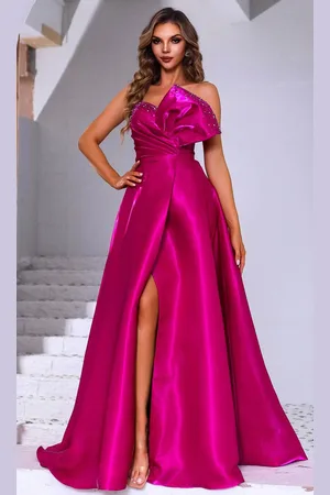 Terani Couture 251E4051 - Bow Detailed Asymmetric Neck Evening Gown