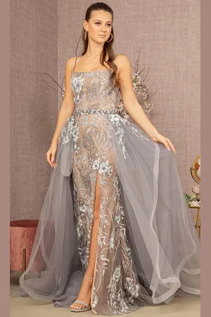 GLS by Gloria GL3158 - Embroidered Lace Tulle Gown