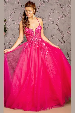 GLS by Gloria GL3229 - Sleeveless Mesh Prom Gown