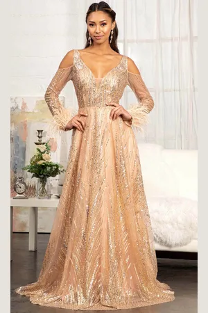 GLS by Gloria GL3041 - Cut Out Long Sleeve Long Dress