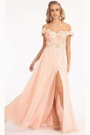 Elizabeth K GL3018 - Floral Embellished A-Line Evening Dress