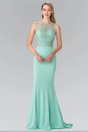 Elizabeth K GL2267 Sleeveless Beaded Long Dress