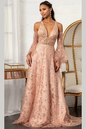 GLS by Gloria GL3002 - Sleeveless Halter V-neck Long Gown