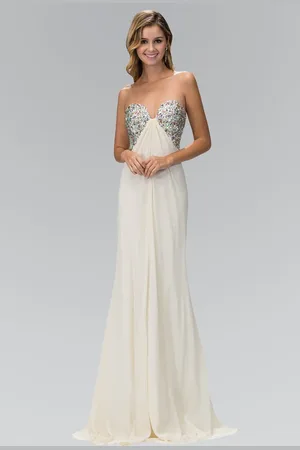 Elizabeth K GL1151 Jewel Accented Sweetheart Chiffon Dress