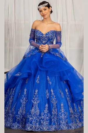 Elizabeth K GL1976 - Long Angel Sleeve Sweetheart Neck Ball Gown