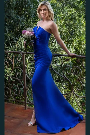 Terani Couture 251P4023 - Strapless Asymmetric Pleated Prom Gown