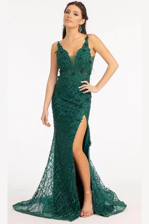 GLS by Gloria GL3042 - Deep V-Neck Sleeveless Evening Gown