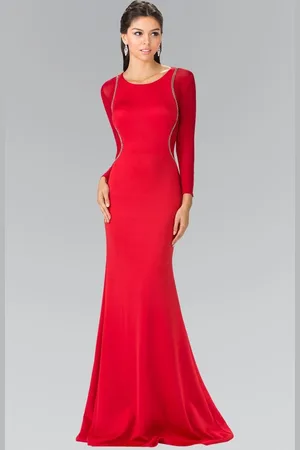 Elizabeth K GL2284 Beaded Scoop Neck Rome Jersey Sheath Dress