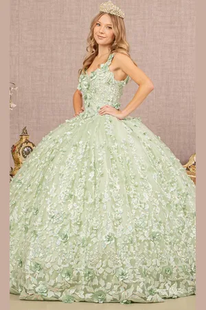 Elizabeth K GL3173 - Floral Detailed Sleeveless Ballgown