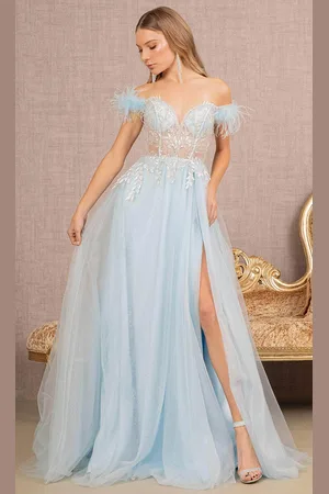GLS by Gloria GL3135 - Feathered Off-Shoulder Ballgown
