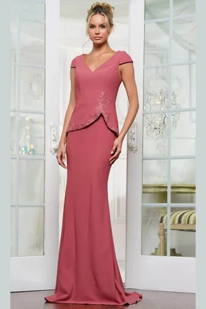 Rina Di Montella RD3239 - Cap Sleeve Peplum Evening Dress
