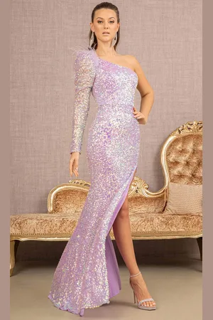 GLS by Gloria GL3128 - One Shoulder Prom Gown With Slit