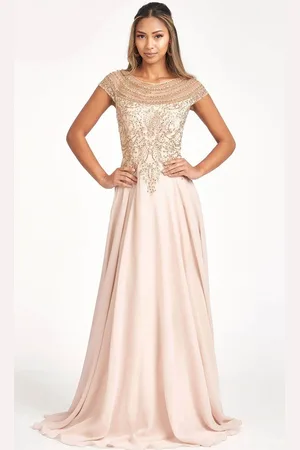 Elizabeth K GL3065 - Embroidered Scoop Formal Gown