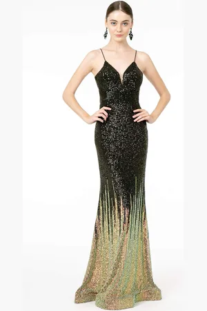GLS by Gloria GL2899 Deep V-Neck Allover Sequin Mermaid Gown