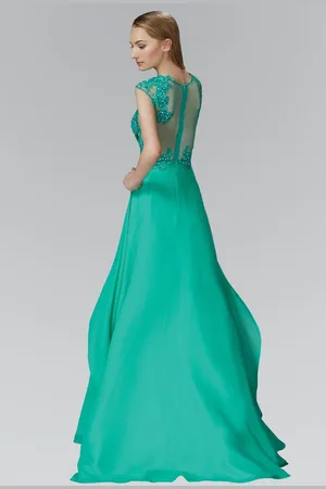 Elizabeth K GL2108 Embellished Bateau Neck A-Line Gown