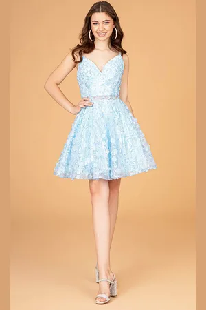 Elizabeth K GS3091 - Floral Appliqued Cocktail Dress