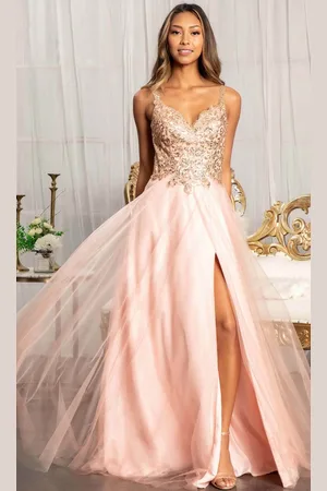 Elizabeth K GL3020 - Sleeveless Low-cut V-neck Long Dress