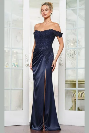 Rina Di Montella RD3251 - Embroidered Off Shoulder Evening Dress