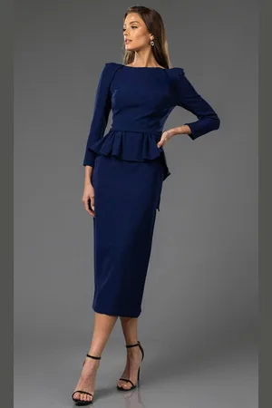 Terani Couture 251C4638B - Long Sleeve Ruffled Peplum Cocktail Dress