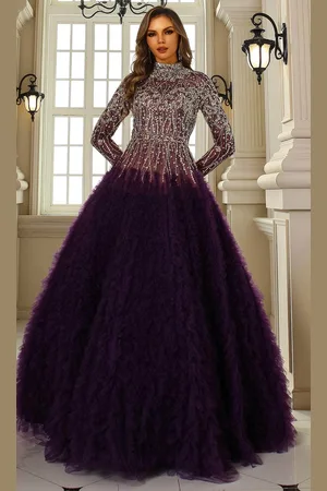 Terani Couture 251GL4318 - Long Sleeve Ruffled Ballgown