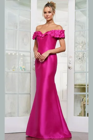 Rina Di Montella RD3254 - Floral Applique Mermaid Gown