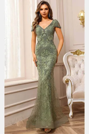 Terani Couture 251GL4194 - Embroidered Lace Trumpet Evening Gown