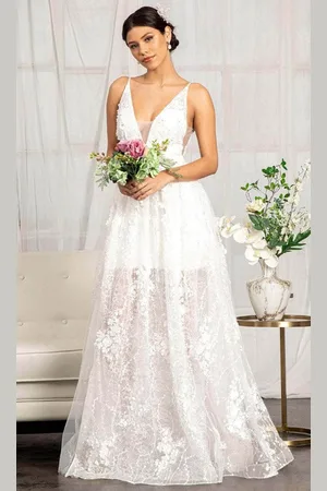 Elizabeth K GL1984 - Sleeveless Floral A-Line Dress