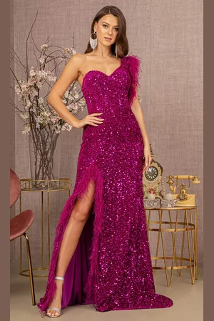 GLS by Gloria GL3154 - One Sleeve Sequin Prom Dress