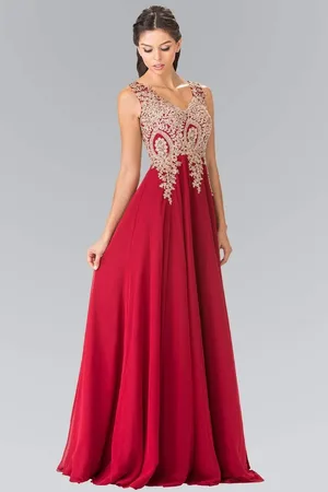 Elizabeth K GL2311 Intricate Lace V-Neck A-Line Gown