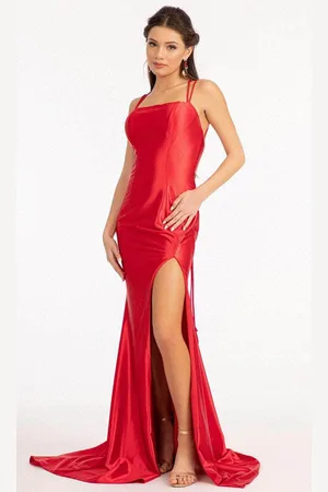 Elizabeth K GL3061 - Lace Up Satin Evening Dress