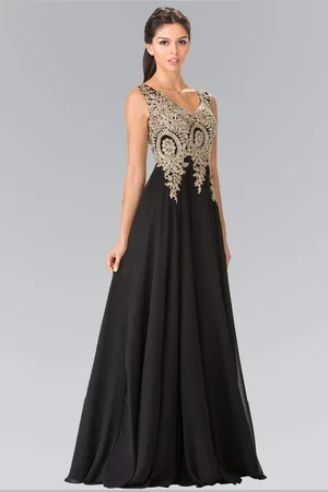 Elizabeth K GL2311 Intricate Lace V-Neck A-Line Gown