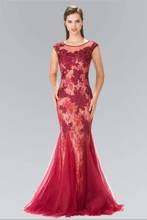 Elizabeth K GL2276 Sleeveless Illusion Tulle Trumpet Gown