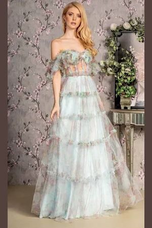 GLS by Gloria GL3394 - Ruffle Off-Shoulder Prom Dress