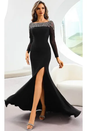 Terani Couture 251E4257 - Long Sleeves Fit-and-Flare Evening Dress