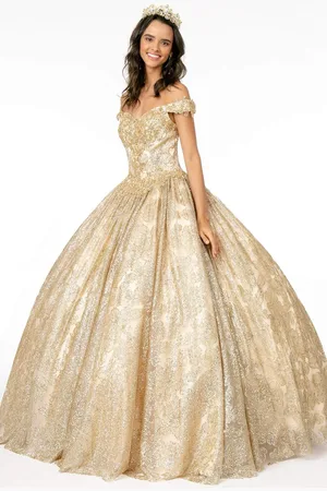 Elizabeth K GL1820 Glitter Mesh Off Shoulder Sweetheart Ballgown