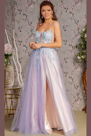 GLS by Gloria GL3252 - Open Back 3-D Butterfly Prom Gown
