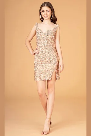 Elizabeth K GS3085 - Sequined Velvet Cocktail Dress