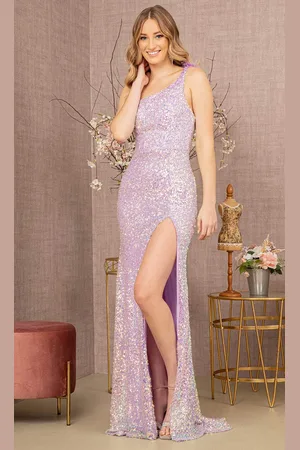 GLS by Gloria GL3165 - Feathered Asymmetrical Prom Dress