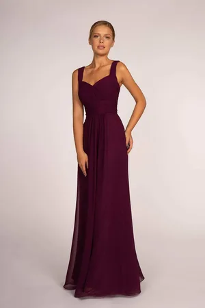 Elizabeth K GL2608 Sleeveless Ruched-Bodice A-Line Chiffon Gown