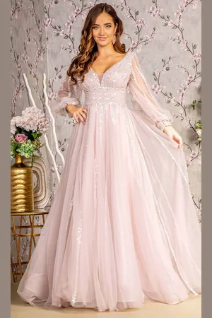 GLS by Gloria GL3495 - V-Neck Empire Evening Dress