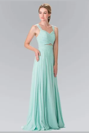 Elizabeth K GL2366 Ruched Sweetheart Bodice Long Chiffon Gown