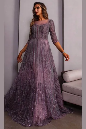 Terani Couture 251M4409 - Sheer Bateau Neckline Beaded Tulle Ballgown