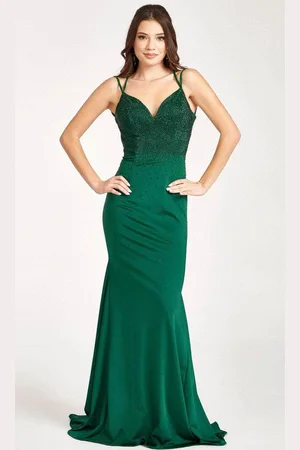 GLS by Gloria GL3036 - Sleeveless Beaded Jersey Evening Gown