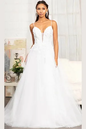 GLS by Gloria GL3013 - Sleeveless Plunging V-neck Wedding Gown