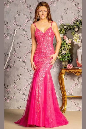 GLS by Gloria GL3228 - Corset Bodice Sleeveless Prom Gown