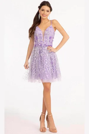 Elizabeth K GS1998 - Deep V-Neck Short Dress