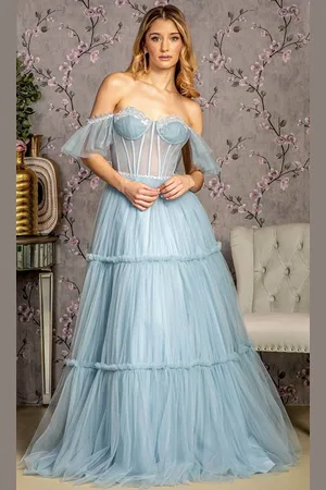 GLS by Gloria GL3453 - Off-Shoulder Corset Evening Dress