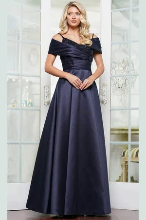 Rina Di Montella RD3221 - Beaded Cold Shoulder Evening Dress
