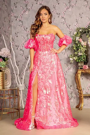 GLS by Gloria GL3311 - Corset Bodice Sequin Embellished Prom Gown